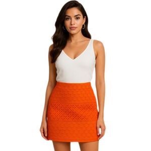 Banana Republic Orange Eyelet Lace Skirt, 0